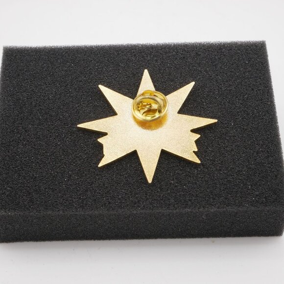 Christopher Radko 10th Anniversary Star Pin Badge Gold & Black Enamel Finish - Picture 2 of 2